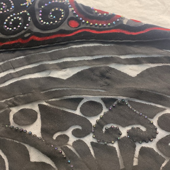 Vintage Scarf Stunning Women’s Velvet & Sheer Beaded Scarf - Picture 7 of 7